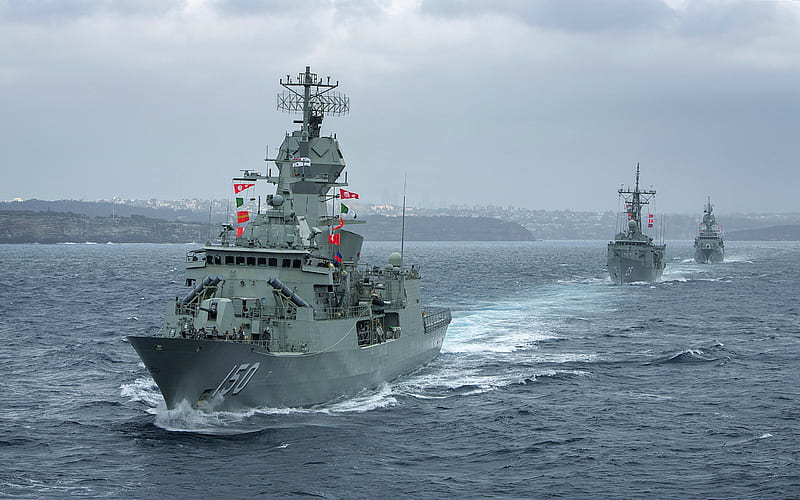 Royal New Zealand Navy, RNZN, HMAS Anzac, FFH 150, Australian frigates, HMAS Melbourne, FFG 05, guided-missile frigate, FFH-157, HMAS Perth, australian warships, HD wallpaper