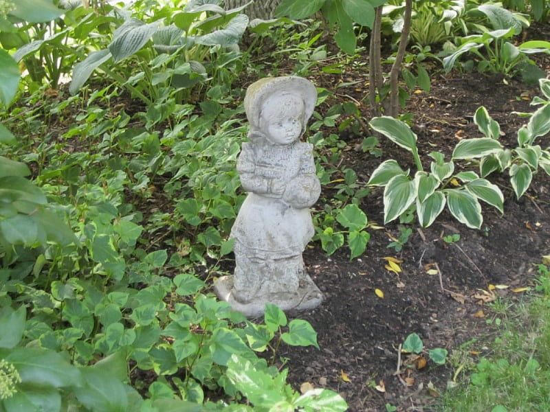 Garden Statue, statues, green, Gardens, plants, sculpture, HD wallpaper