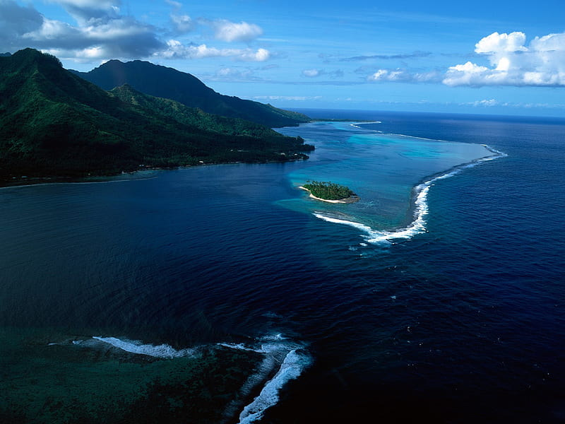 Bird-eye view of Tahiti, HD wallpaper
