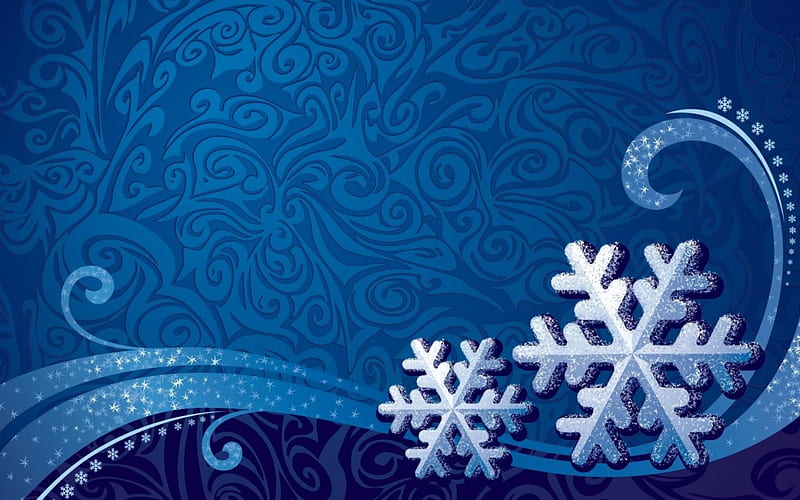 Snowflakes, snowflake, texture, white, blue, winter, card, HD wallpaper