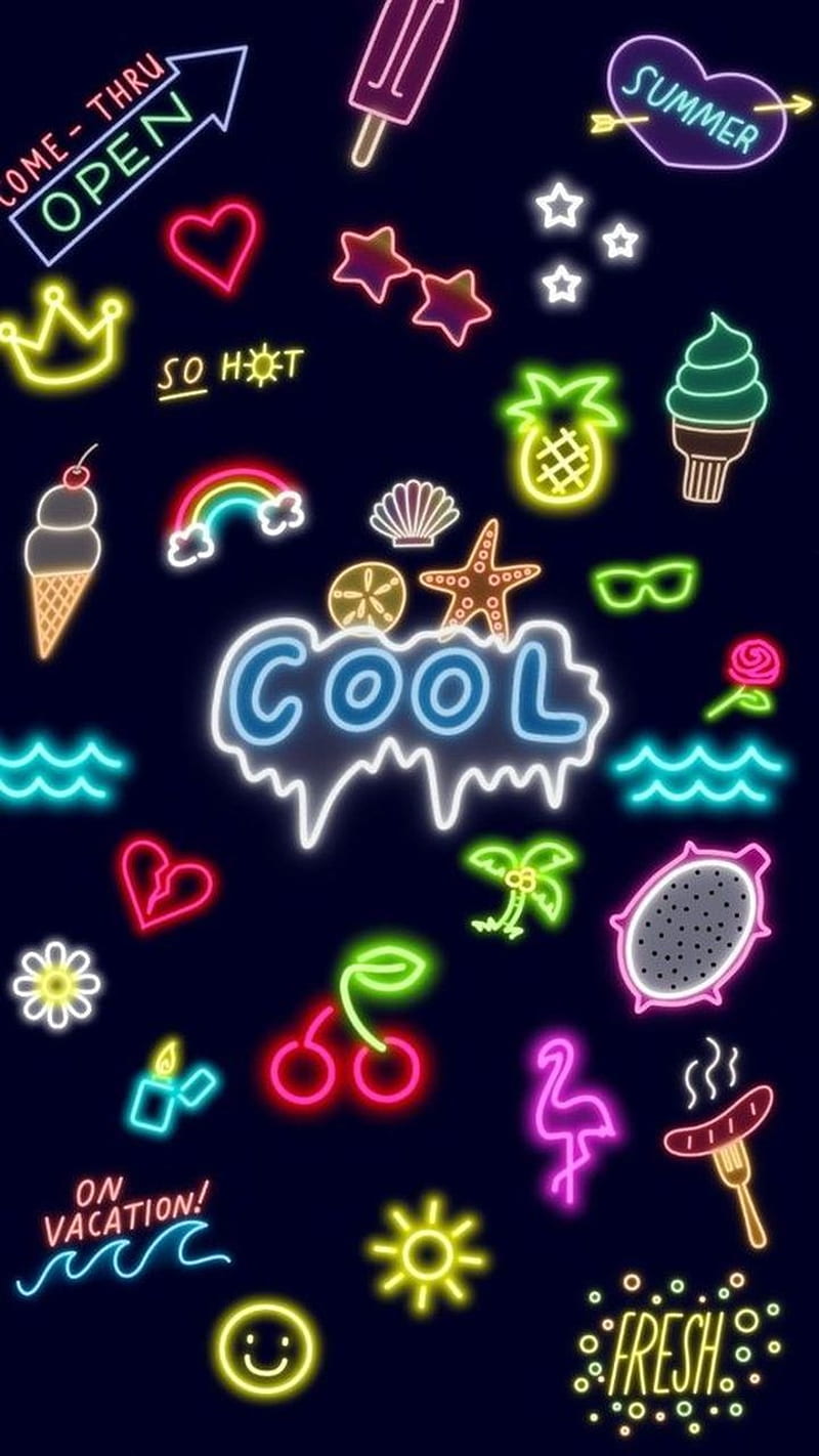 cool neon, art, brands, cool, neon, poster, HD phone wallpaper