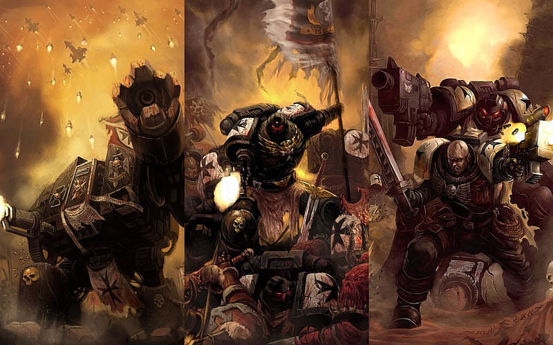 Vengeful Black Templars, dawn of war, guerra, dawn, vengeful, templars, black, flood, HD wallpaper