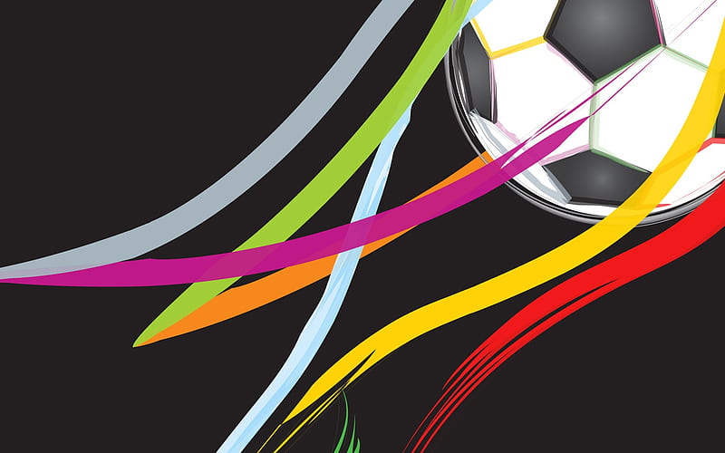 football concepts, soccer ball, colorful lines, soccer, HD wallpaper
