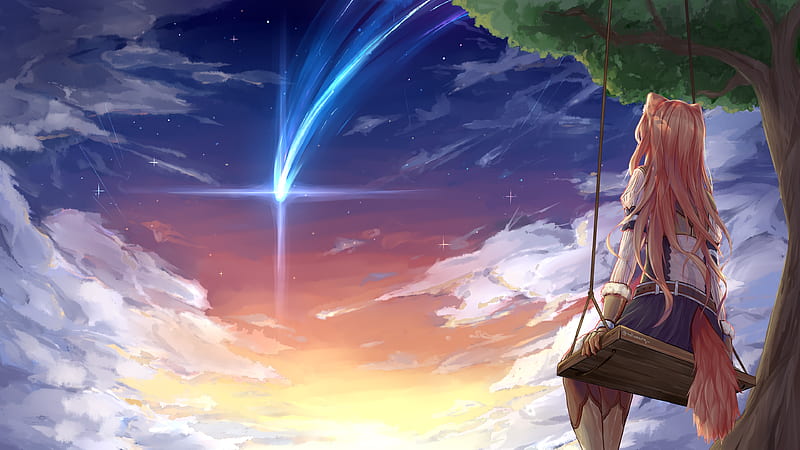 Brown Hair Raphtalia With Clouds And Sunset Background The Rising Of The Shield Hero, HD wallpaper