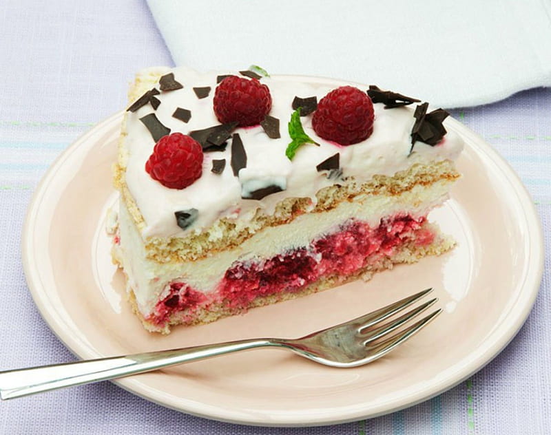 Slice of Cake, cake, plate, food, sweet, HD wallpaper