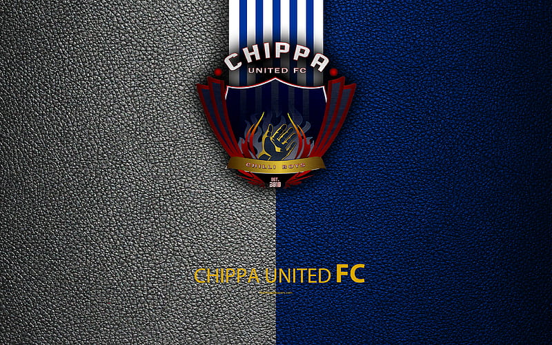 Chippa United FC leather texture, logo, South African football club, blue white lines, emblem, Premier Soccer League, PSL, Port Elizabeth, South Africa, football, HD wallpaper