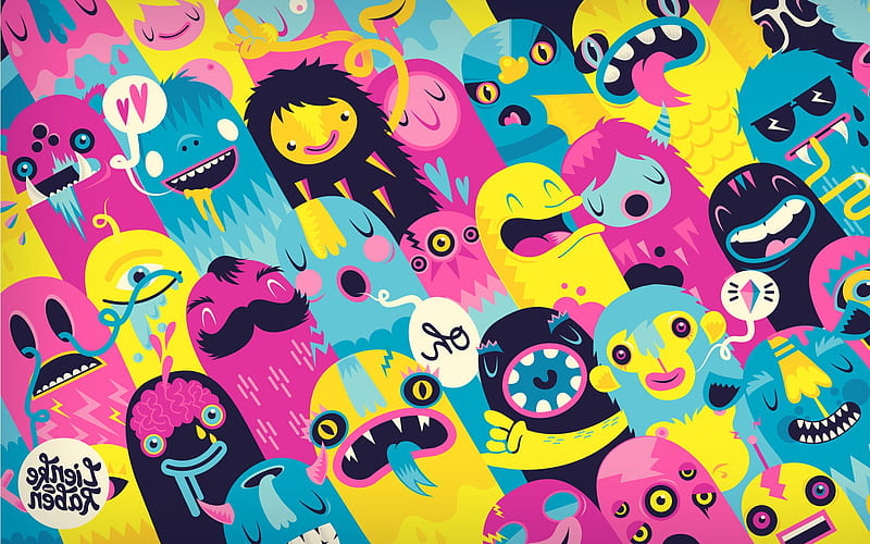 Monsters, graphics, artist, creative, HD wallpaper