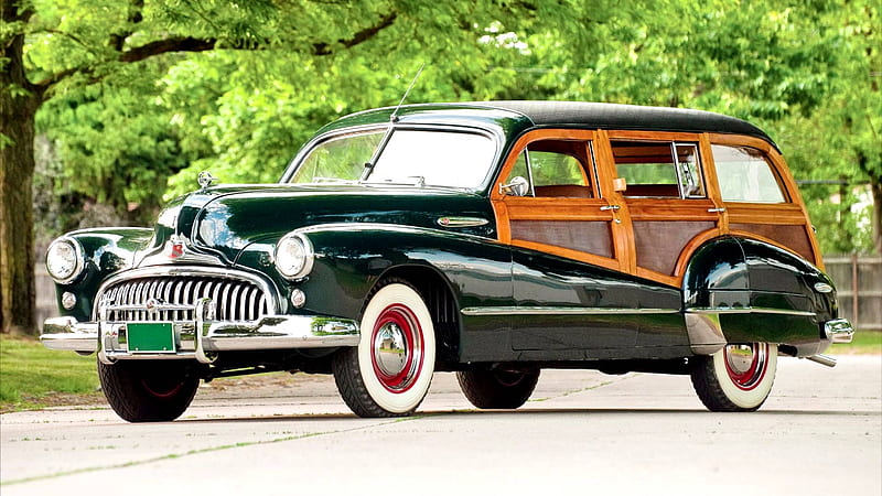 Buick Super Estate Wagon 1947, Car, Buick, Old-Timer, Super, Woodie, Estate, Station Wagon, HD wallpaper