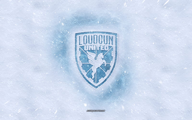 Loudoun United FC logo, American soccer club, winter concepts, USL, Loudoun United FC ice logo, snow texture, Leesburg, Virginia, USA, snow background, Loudoun United FC, soccer, HD wallpaper