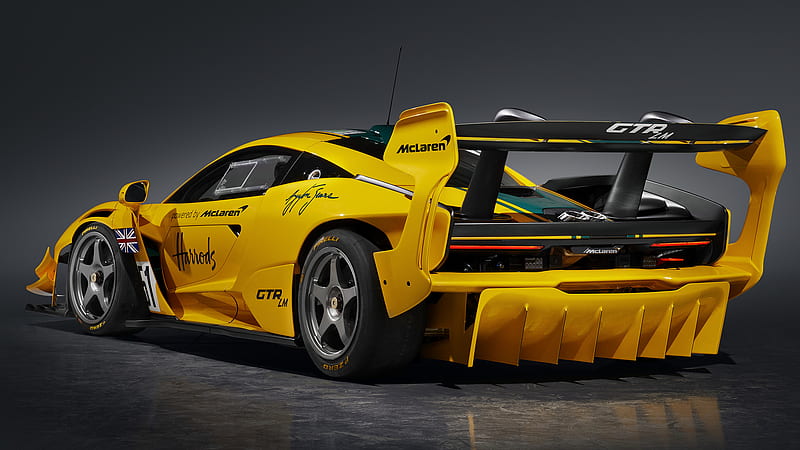 McLaren, McLaren Senna GTR LM 825/6 Harrods, Car, Race Car, Sport Car, Supercar, Yellow Car, HD wallpaper