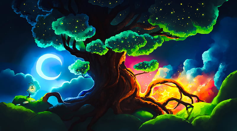 Magical Tree Art, HD wallpaper