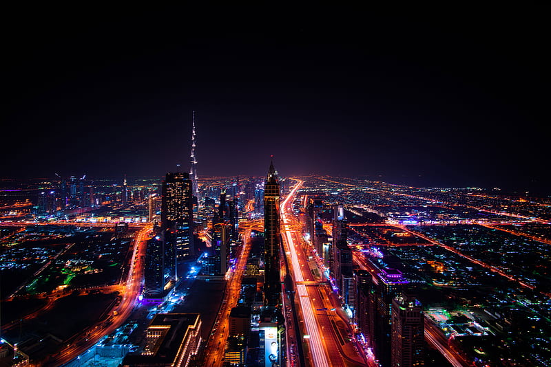 Dubai Cityscape Buildings Lights , dubai, world, buildings, lights, HD wallpaper