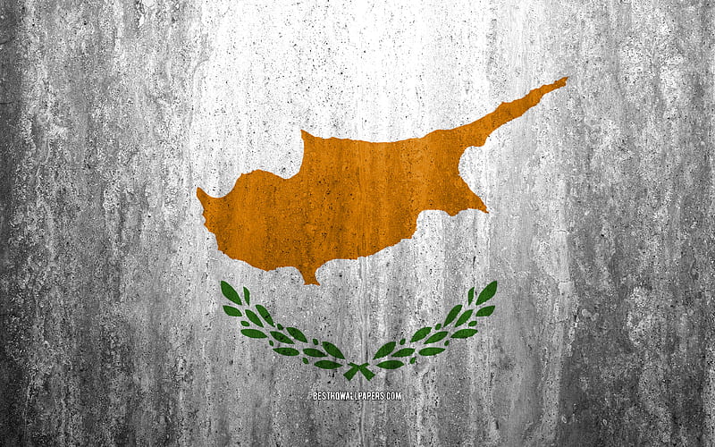 Flag of Cyprus stone background, grunge flag, Europe, Cyprus flag, grunge art, national symbols, Cyprus, stone texture, HD wallpaper