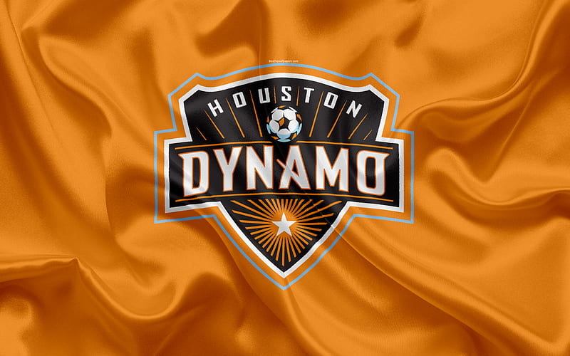 Houston Dynamo FC, American Football Club, MLS, USA, Major League Soccer, emblem, logo, silk flag, Houston, Texas, football, HD wallpaper
