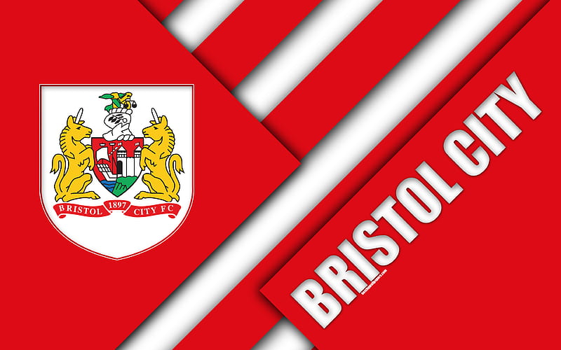 Bristol City FC, logo red abstraction, material design, English football club, Bristol, England, UK, football, EFL Championship, HD wallpaper
