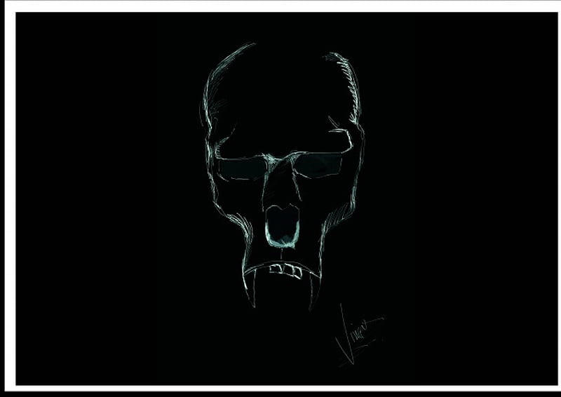 Skull n Teeth, tonal work, hand, vampire suspect, Skull, BW, teeth, HD wallpaper