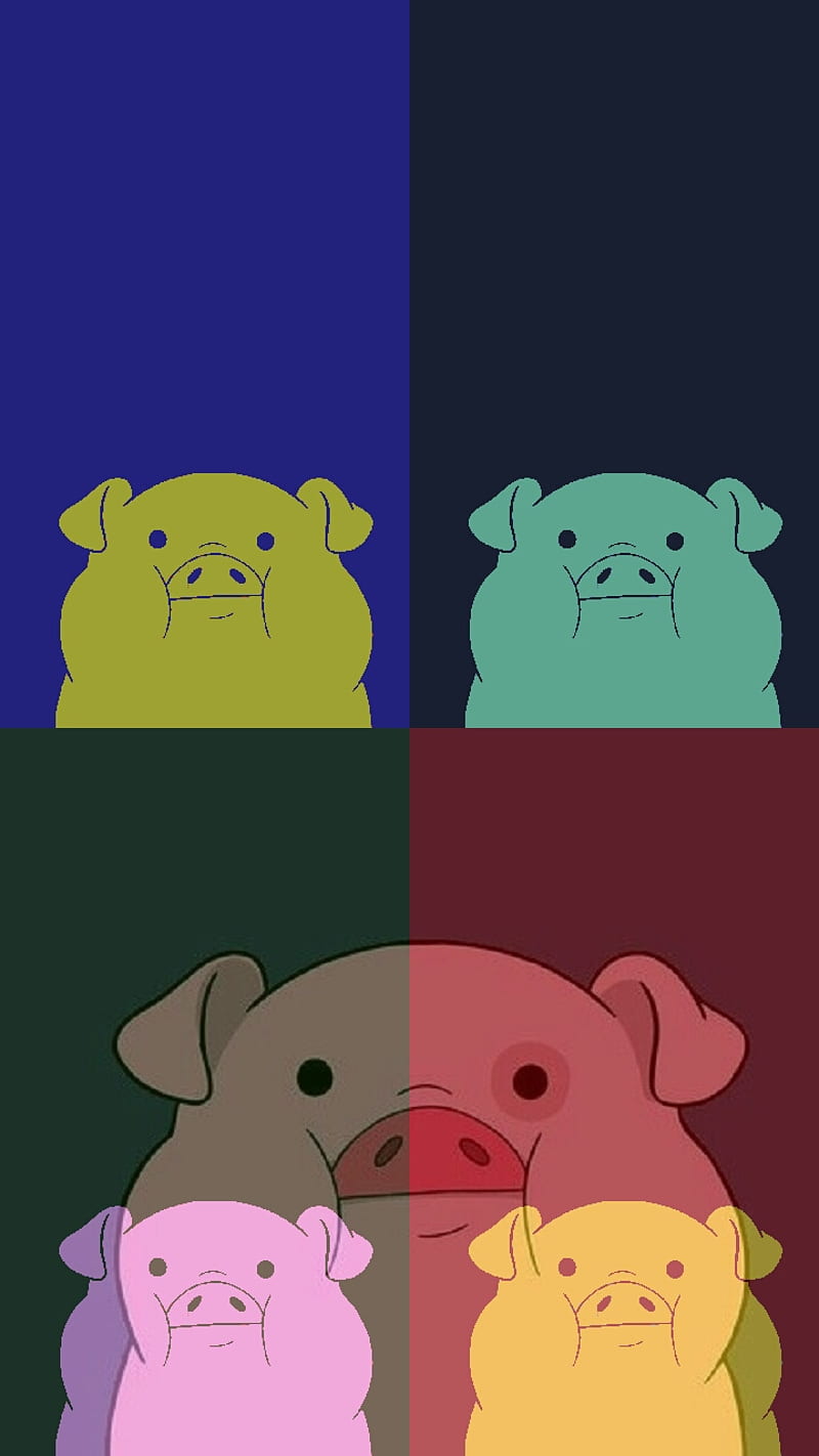 Piggy power, multiple colors, pigs, HD phone wallpaper