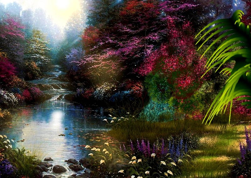 Floresta, pasion, fantasia, color, vista, HD wallpaper