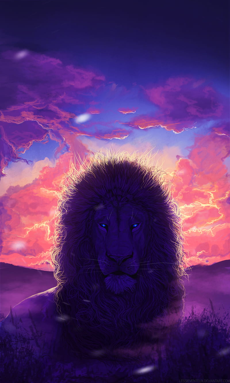 lion, king of beasts, art, muzzle, mane, glance, HD phone wallpaper