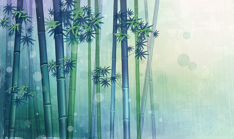 Bamboo, green, texture, card, blue, HD wallpaper