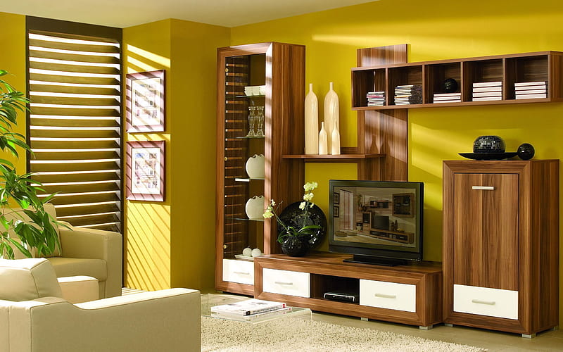upholstered furniture, tv, wardrobe, HD wallpaper