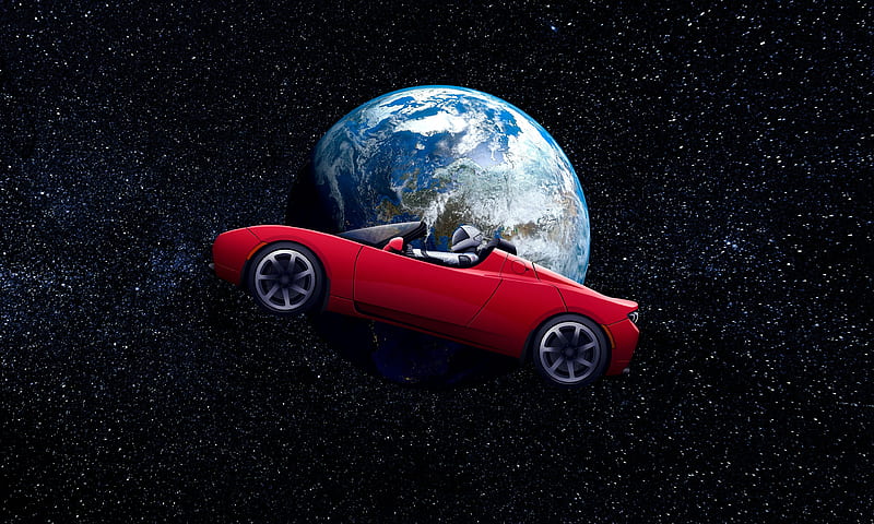 earth, tesla roadster, Space, HD wallpaper