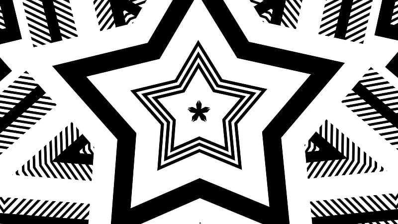 Abstract, Black & White, Geometry, Shapes, Star, Symmetry, HD wallpaper
