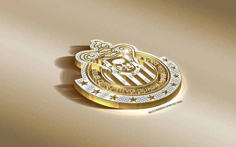 CD Guadalajara, Mexican football club, golden silver logo, Guadalajara, Mexico, Liga MX, 3d golden emblem, creative 3d art, football, Guadalajara Chivas, HD wallpaper