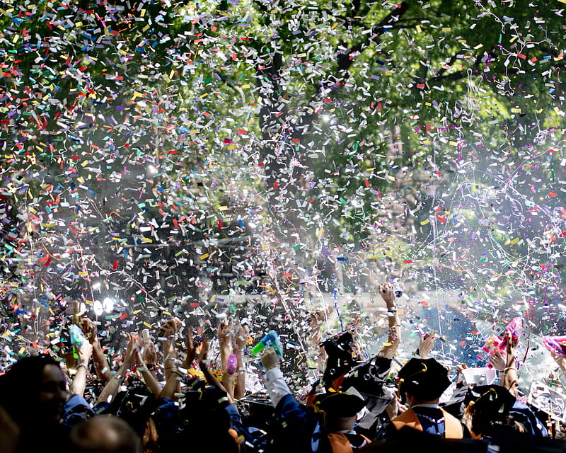 people covered by confetti, HD wallpaper