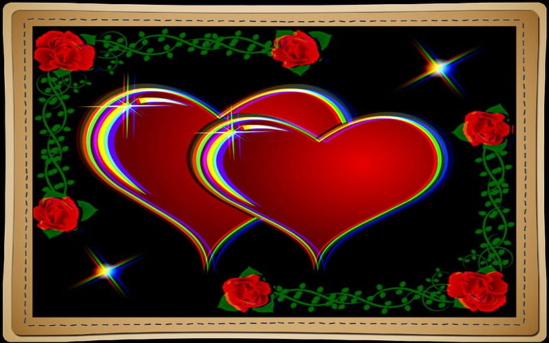 pair of hearts, valentines, sweethearts, my by love, two hearts together, HD wallpaper