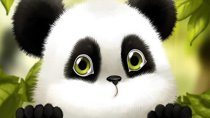 Panda - green eyes, Panda, green, feet, eyes, artwork, HD wallpaper ...