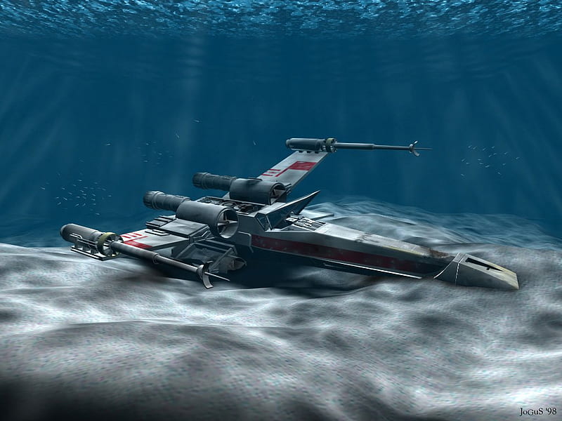 Sunken X-wing., vehicle, star wars, HD wallpaper