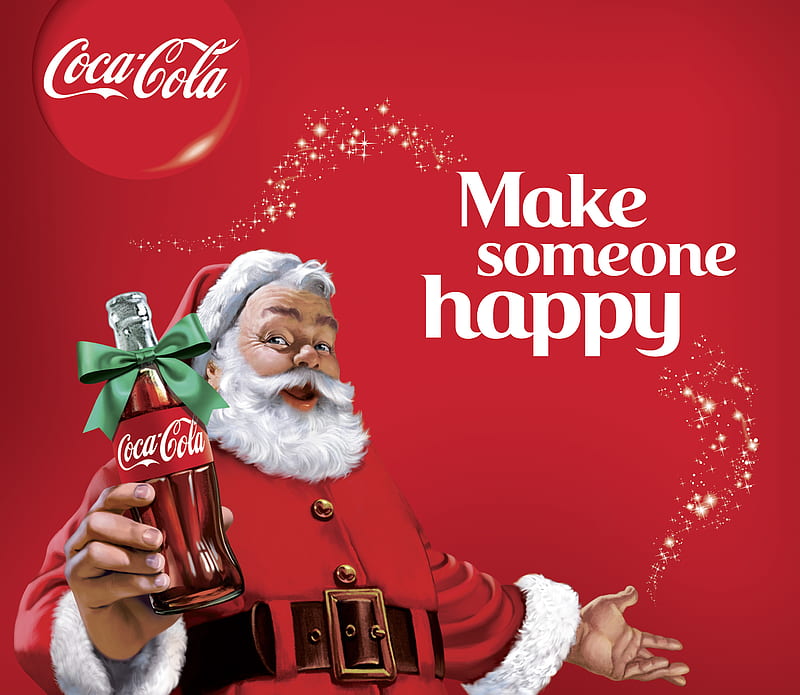 Santa, red, craciun, christmas, bottle, man, add, coca cola, commercial, HD wallpaper