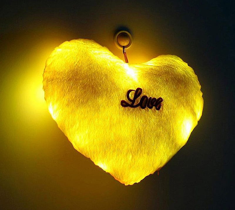 Love It, heart, yellow, HD wallpaper