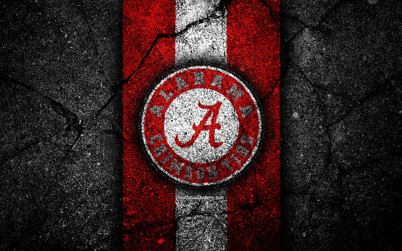 Alabama Crimson Tide american football team, NCAA, red white stone, USA, asphalt texture, american football, Alabama Crimson Tide logo, HD wallpaper