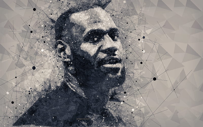 LeBron James creative geometric portrait, face, American basketball player, art portrait, NBA, USA, basketball, Cleveland Cavaliers, HD wallpaper
