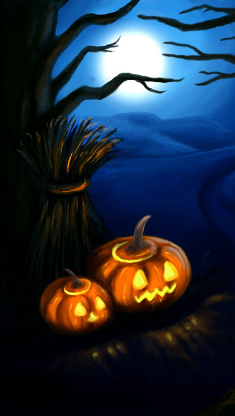 Halloween, dark, ghost, moon, night, pumpkin, HD phone wallpaper | Peakpx