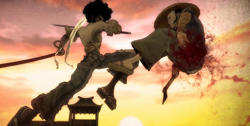Afro Samurai, action, sky, battle, anime, afro, fight, weapon, sword, HD wallpaper