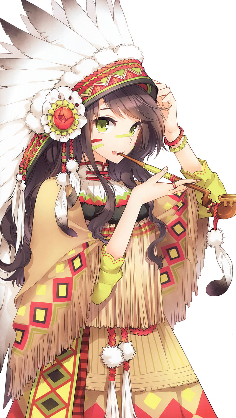 iPhone6papers - ag39-indian-girl-anime-birds-illust-art