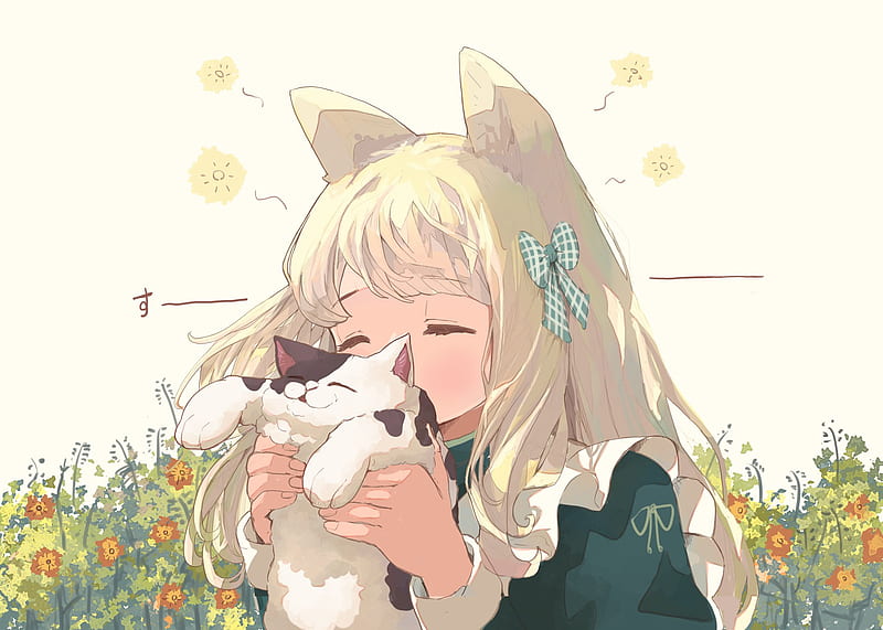 Anime, Girl, Blonde, Animal Ears, Cat, Long Hair, HD wallpaper