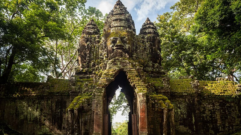 Park North Gate Angkor Archaeological Park Cambodia Bing, HD wallpaper