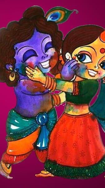 Canvas Print Radha Krishna playing Holi - PIXERS.US
