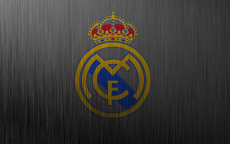 Real Madrid, logo, metal background, emblem, creative art, Spanish football club, LaLiga, Spain, HD wallpaper
