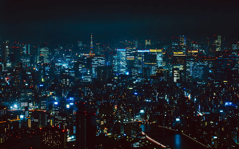 Tokyo nightscapes, city lights, metropolis, japan, Asia, HD wallpaper