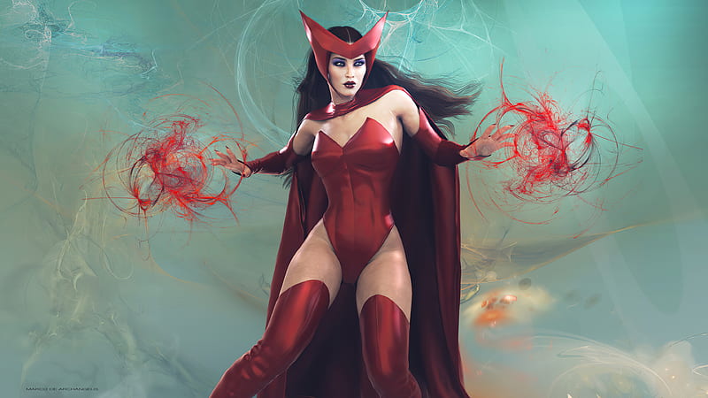 Scarlet Witch Girl , scarlet-witch, superheroes, artwork, artist, digital-art, artstation, HD wallpaper