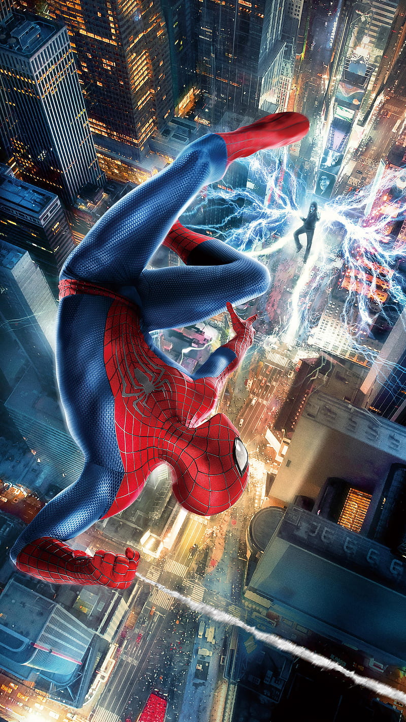 Spider-Man, art, avengers, city, fantasy, hero, marvel, sky, HD phone wallpaper