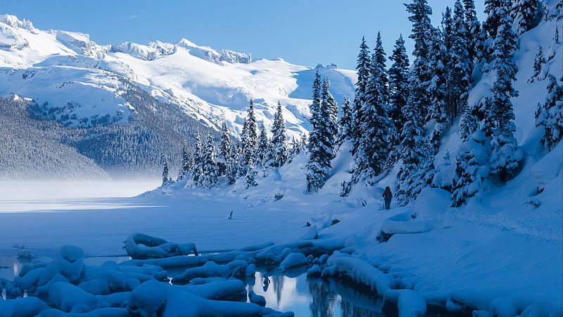 Frozen Lake, ice, snow, winter, lake, HD wallpaper