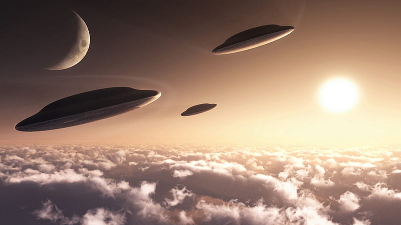 UFO formation, speedpaint, formation, space, technology, sci-fi, concept, ship, craft, flying, ufo, alien, HD wallpaper