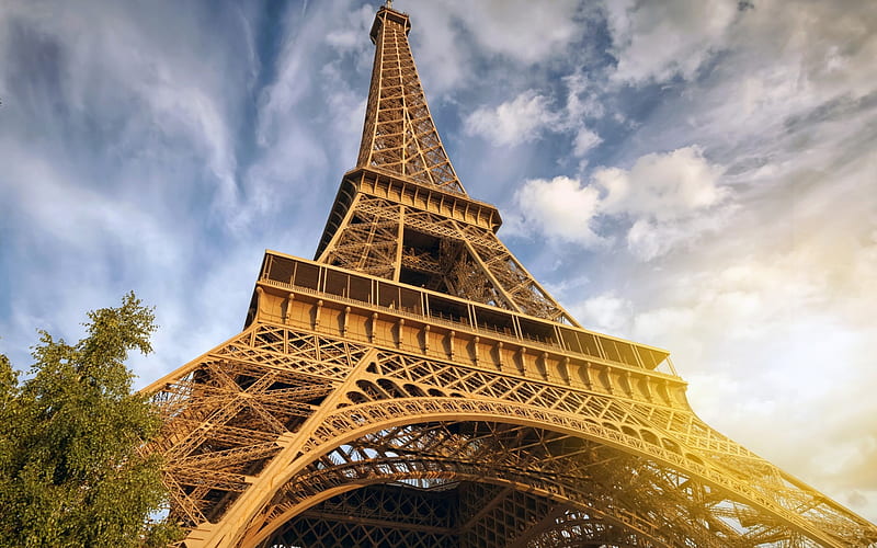 Eiffel Tower, Paris, Autumn, Sunset, Evening, France, HD wallpaper