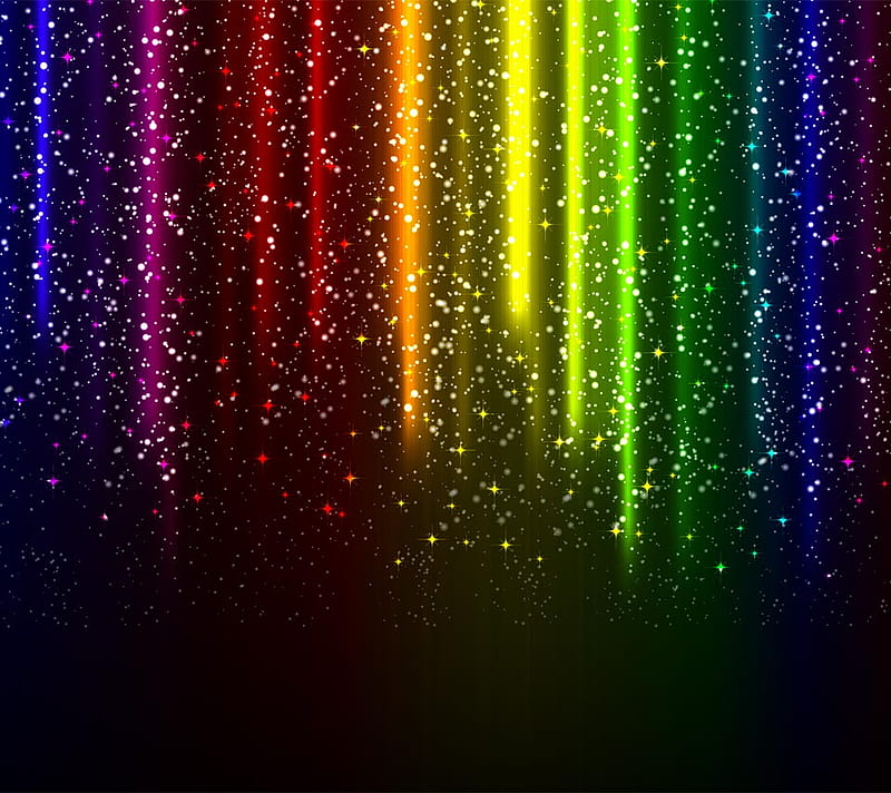 Rainbow of stars-DN friends, red, stars, colorful, black, yellow, bonito, starry, rainbow, lavender, crimson, green, purple, lines, blue, HD wallpaper